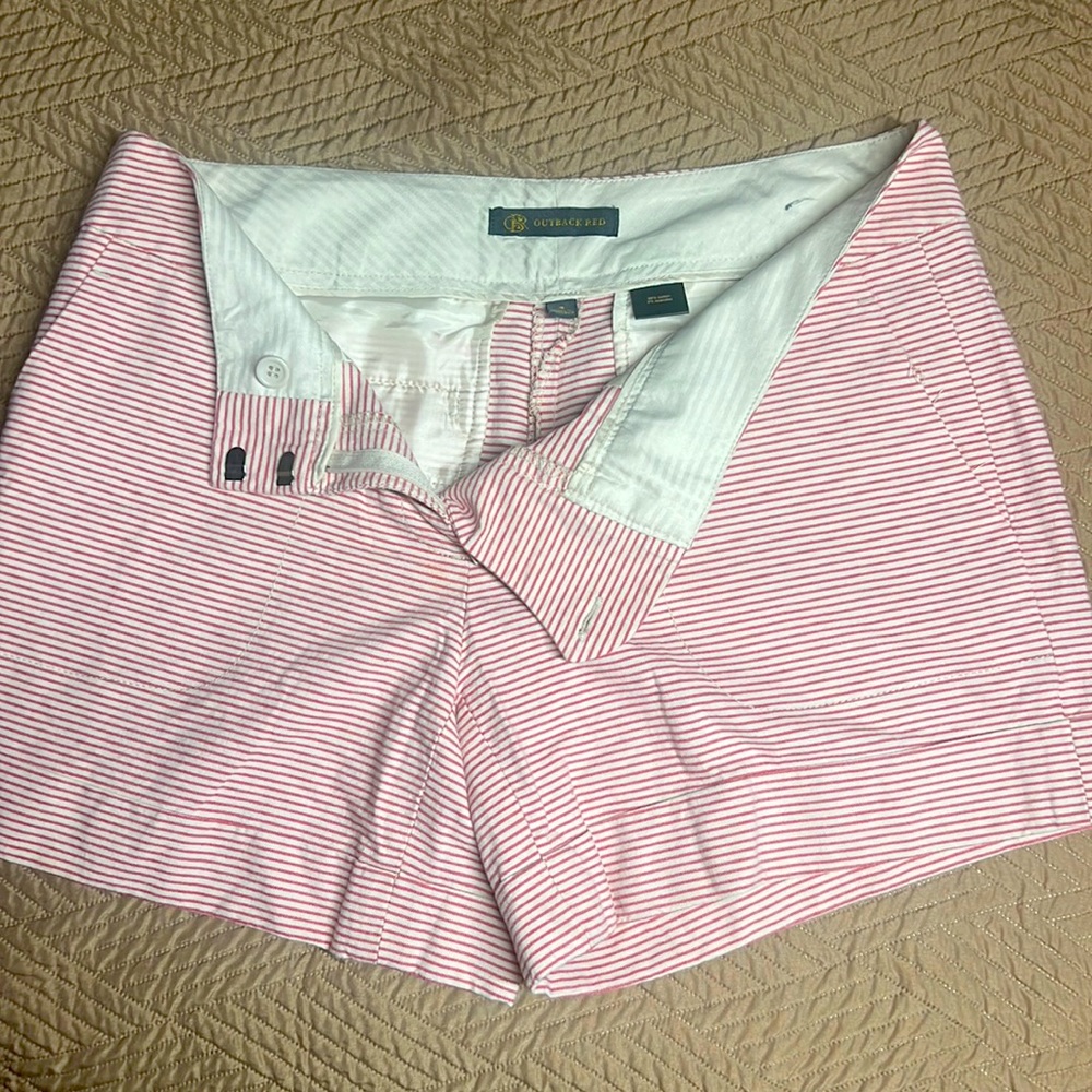 Striped Red/white/tanish shorts